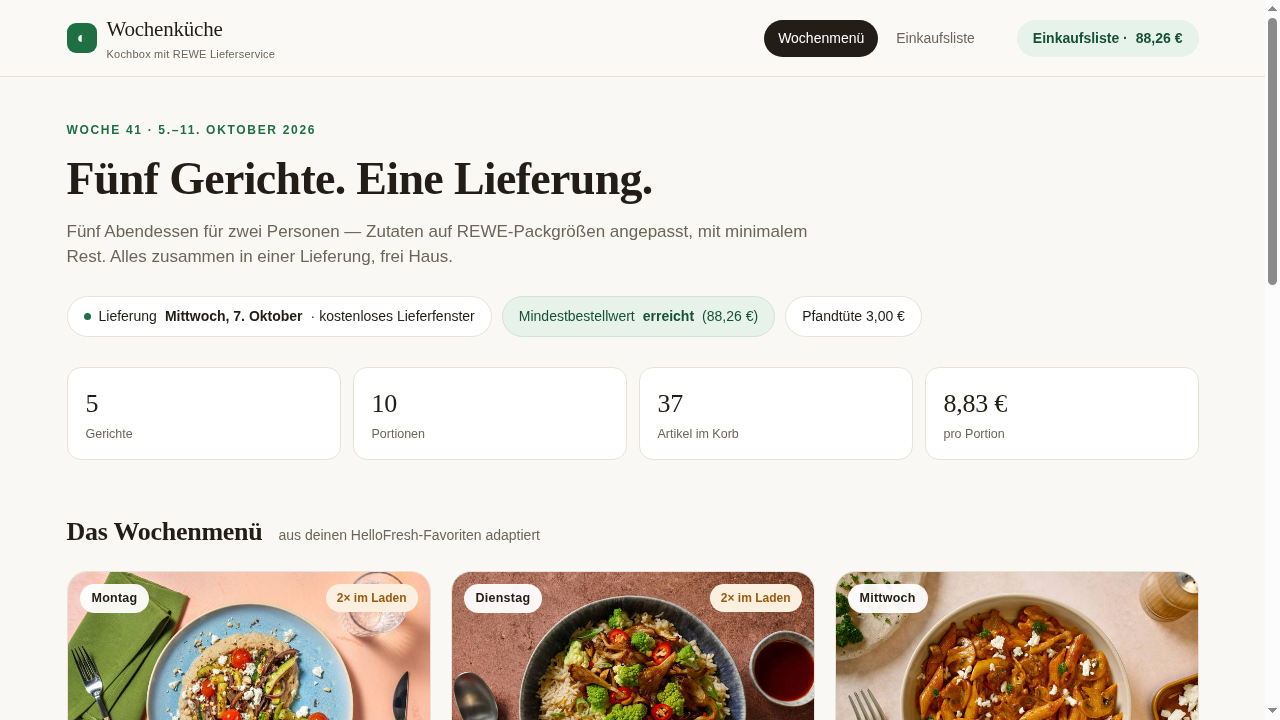 Wochenplan Übersicht